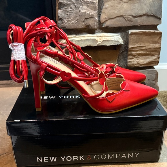 New York & Company Shoes - New York & Company Red Heart Lace Up Size 8 NIB